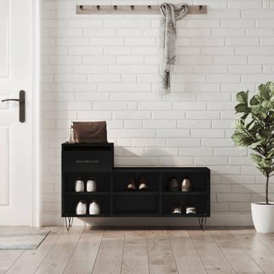VidaXL Schoenenkast 102x36x60 cm bewerkt hout zwart VidaXL Schoenenkast 102x36x60 cm bewerkt hout zwart