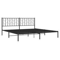 Bedframe met hoofdbord metaal zwart 193x203 cm - thumbnail