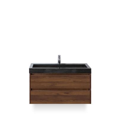 Dante Badmeubelset 100 cm - Walnoot - Wastafel Hardsteen Wit Lucca