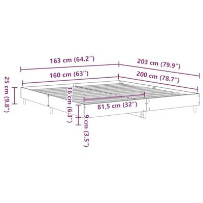 Bedframe zonder matras 160x200 cm spaanplaat grijs Sonoma
