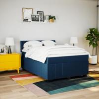Boxspring met matras stof blauw 140x200 cm - thumbnail