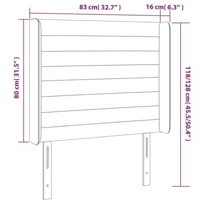 Hoofdbord met randen 163x16x118/128 cm fluweel roze - thumbnail