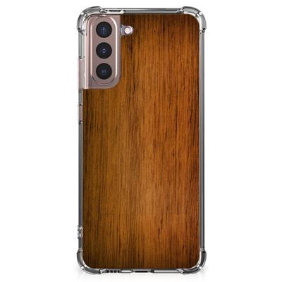 Samsung Galaxy S21 Plus Stevig Telefoonhoesje Donker Hout Samsung Galaxy S21 Plus Stevig Telefoonhoesje Donker Hout