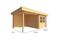 Blokhut, tuinhuisje met overkapping Lisa-Mette 500 cm bij 300 cm diep plat dak 10 Warentuin Collection - Warentuin collection - thumbnail