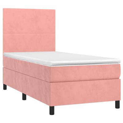 Boxspring met matras fluweel roze 80x200 cm