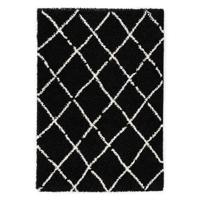 Boho&me Hoogpolig vloerkleed ruiten Habitat - zwart|wit - 300x400 cm - thumbnail