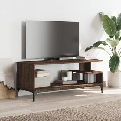 Tv-meubel 102x40x41 cm hout en gepoedercoat staal bruineiken Tv-meubel 102x40x41 cm hout en gepoedercoat staal bruineiken