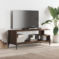 Tv-meubel 102x40x41 cm hout en gepoedercoat staal bruineiken - thumbnail