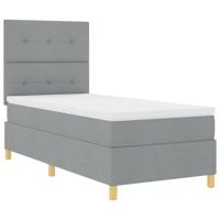 Boxspringbed met matras stof lichtgrijs 100x200 cm - thumbnail