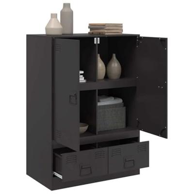 Hoge kast 67x39x95 cm staal zwart - thumbnail