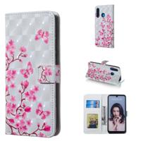 Butterfly Love Flower patroon 3D horizontale Flip lederen case voor Huawei P30 lite met houder & kaartsleuven & foto frame & portemonnee - thumbnail
