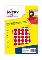 Etiket Avery A5 papier rond 15mm ROOD 960 stuks 96 per vel - thumbnail