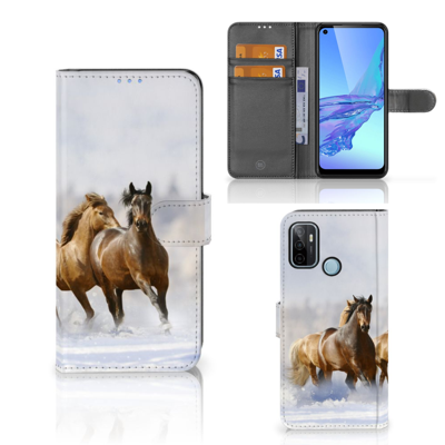 OPPO A53 | OPPO A53s | Telefoonhoesje | Met pasjeshouder | Paarden