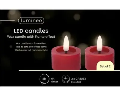 Lumineo ledtheelicht d4h5cm 2st rood