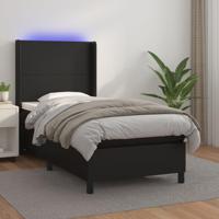Boxspring met matras en LED kunstleer zwart 100x200 cm - thumbnail