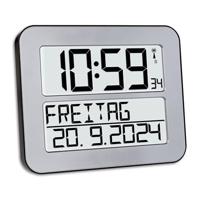 TFA Dostmann 60.4512.54 Wandklok Zendergestuurd 25.8 cm x 21.2 cm x 3 cm Zilver, Zwart Groot display - thumbnail