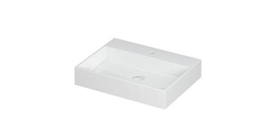 Wastafel United Porselein met 1 kraangat incl. porseleinen click plug en verborgen overloop systeem 60 cm x 45 cm x 11 cm Glans wit 0206011 Wastafel United Porselein met 1 kraangat incl. porseleinen click plug en verborgen overloop systeem 60 cm x 45 cm x 11 cm Glans wit 0206011