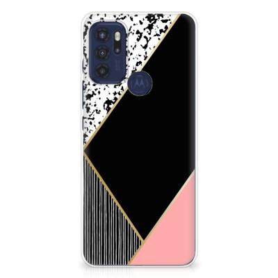 Motorola Moto G60s | TPU Hoesje | Zwart Roze Vormen