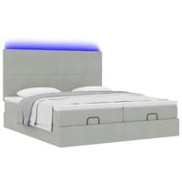 Ottoman bed met matrassen en LED's 160x200cm fluweel lichtgrijs - thumbnail