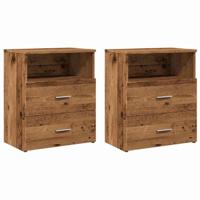 Nachtkastjes 2 st 50x32x60 cm bewerkt hout oud houtkleurig - thumbnail