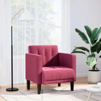 Fauteuil met armleuningen wijnrood 53 cm fluweel - thumbnail