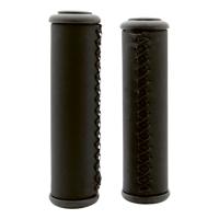 Simson handvatten leder zwart lang - leren handvatten voor lifestylefiets - 13cm - zwart - thumbnail