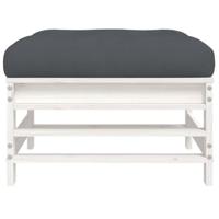 Tuinvoetenbanken met kussens 2 st massief grenenhout wit - thumbnail