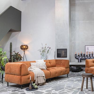 WOOOD Bank 'Lloyd' 4-zits, Velvet, kleur Cinnamon