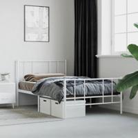 Bedframe met hoofd- en voeteneinde metaal wit 90x190 cm - thumbnail