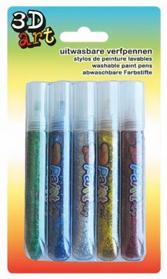 Verhaak verfpennen 3D Art Glitter junior 5 delig