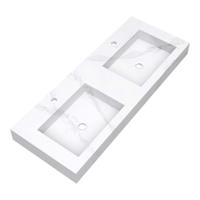 Brauer Coral Wastafel - 120 cm - met 2 Spoelbakken en 2 Kraangaten - Marmerlook Calacatta Gold - thumbnail