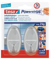 tesa POWERSTRIPS® Zelfklevende haak Large ovaal Chroom Inhoud: 2 stuk(s) - thumbnail