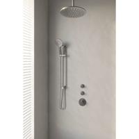 Thermostatische inbouw regendouche SET 24 met 30 cm douchekop, plafondarm, 3-standen handdouche, doucheslang en geïntegreerde glijstang (RVS geborsteld PVD) - thumbnail