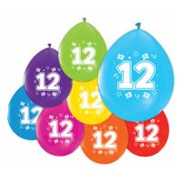 Globos Ballonnen 2-zijdig geprint cijfer 12, 8st. - thumbnail