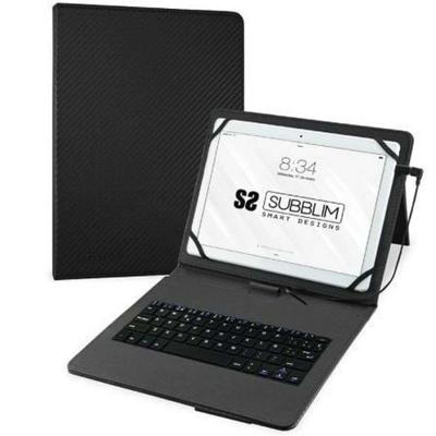 SUBBLIM KeyTab Pro USB-beschermhoes met toetsenbord, tablet, 10,1 inch, micro-USB-adapter, type C-klep