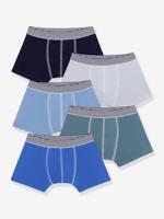 Set van 5 boxershorts voor jongens van effen katoen PETIT BATEAU marineblauw - thumbnail