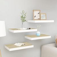 VidaXL Wandschappen zwevend 4 st 50x23,5x3,8 cm mdf eikenkleurig en wit - thumbnail