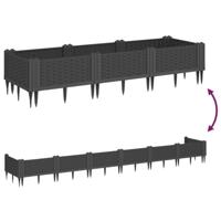 VidaXL Plantenbak met pinnen 125x40x28,5 cm polypropeen zwart - thumbnail