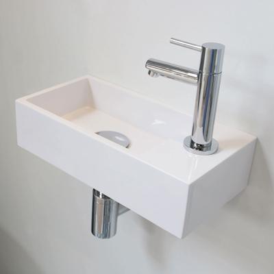 INK Versus Fontein - 36x18x9cm - wasbak links - 1 kraangat - polystone wit glans 3404130