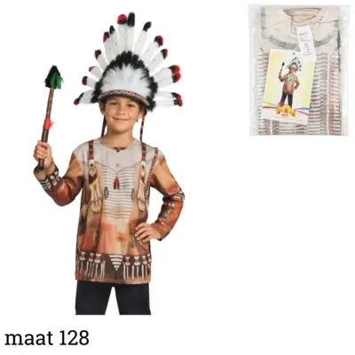 Kostuum Indiaan shirt kids maat 128 | 10 stuks