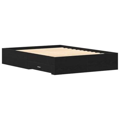 Bedframe met lades Zwart eiken 140 x 190 cm Bewerkt hout