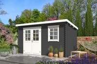 Outdoor Life Amira Blokhut 400x195 cm 28 mm vuren Carbon Grey-Wit gecoat - thumbnail