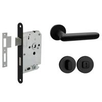 Mooi Deurbeslag Deurbeslag set met WC-slot en deurklink Rinnovo zwart - thumbnail