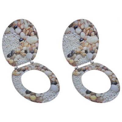 Toiletbrillen met deksels 2 st kiezelstenen MDF