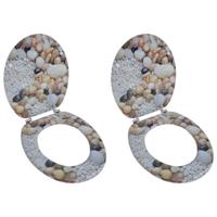 Toiletbrillen met deksels 2 st kiezelstenen MDF - thumbnail