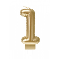 Folie Ballon Kaarsje Cijfer &apos;1&apos; Goud - thumbnail