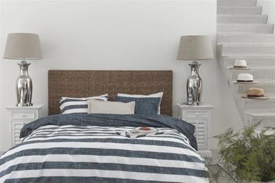 Rivièra Maison Rivièra Maison Lindy Lines Dekbedovertrek - Navy 200x200/220 cm