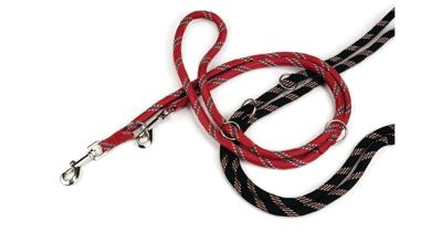 Hondenriem van rond nylon verstelbaar 200cm x 13mm zwart