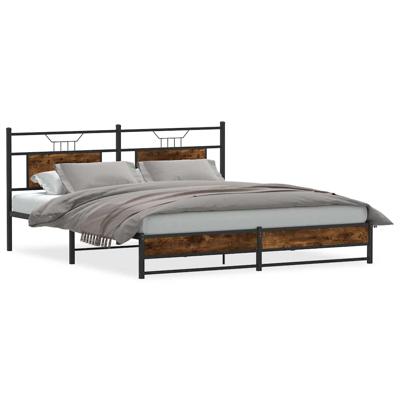 Bedframe zonder matras metaal gerookt eikenkleurig 183x213 cm