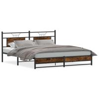 Bedframe zonder matras metaal gerookt eikenkleurig 183x213 cm - thumbnail